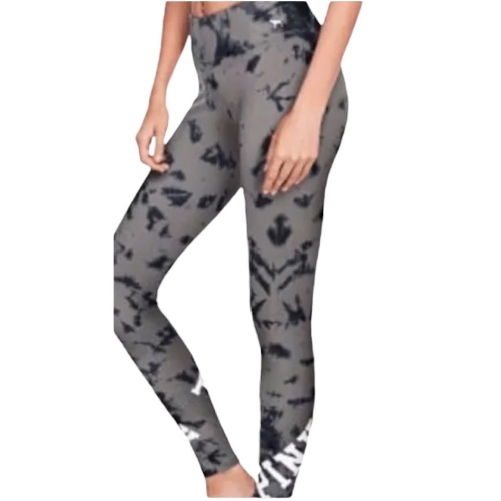 NWOT PINK Victoria's Secret Black and Gray Tie-Dye Legging Small